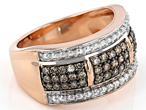 Engild™ 0.50ctw Round Champagne Diamond 14K Rose Gold Over Sterling Silver Wide Band Ring - Size 6