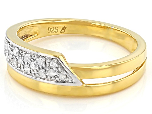Engild™ 0.10ctw Round White Diamond 14k Yellow Gold Over Sterling Silver Bypass Ring - Size 6