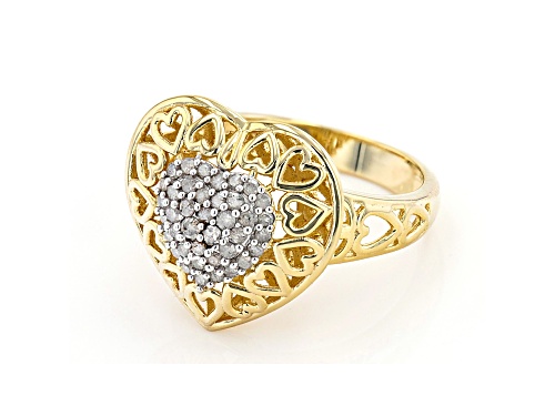 Engild™ 0.35ctw Round White Diamond 14K Yellow Gold Over Sterling Silver Heart Cluster Ring - Size 6