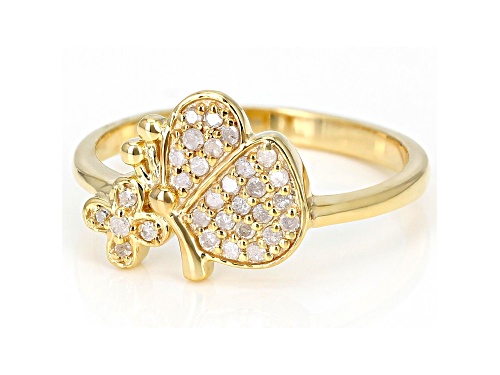 Engild™ 0.20ctw Round White Diamond 14k Yellow Gold Over Sterling Silver Cluster Butterfly Ring - Size 8