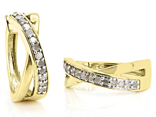Engild™ 0.50ctw Round White Diamond 14k Yellow Gold Over Sterling Silver Bypass Earrings