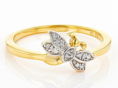 Engild™ Diamond Accent 14k Yellow Gold Over Sterling Silver Dragonfly Cluster Ring - Size 6