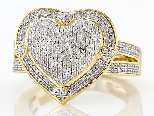 Engild™ 0.50ctw Round White Diamond 14k Yellow Gold Over Sterling Silver Heart Cluster Ring - Size 8