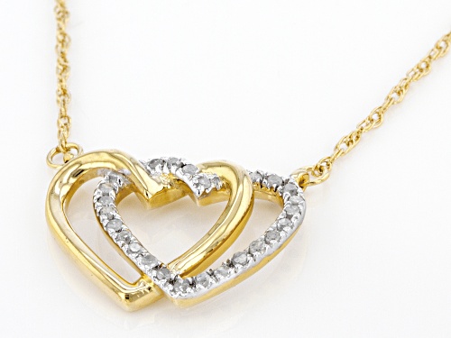 Engild™ 0.10ctw Round White Diamond 14k Yellow Gold Over Sterling Silver Intertwining Heart Necklace - Size 19