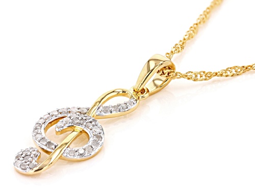 Engild™ 0.30ctw White Diamond 14k Gold Over Sterling Silver Treble Clef Pendant With 18