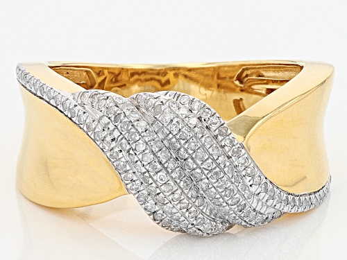 Engild™ 0.20ctw Round White Diamond 14k Yellow Gold Over Sterling Silver Crossover Ring - Size 6