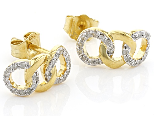 Engild™ 0.20ctw Round White Diamond 14k Yellow Gold Over Sterling Silver Drop Earrings