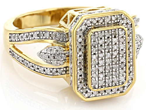 Engild™ 0.33ctw Round White Diamond 14k Yellow Gold Over Sterling Silver Cluster Ring - Size 6