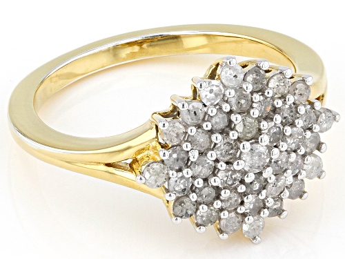 Engild™ 0.80ctw Round White Diamond 14k Yellow Gold Over Sterling Silver Cluster Ring - Size 7