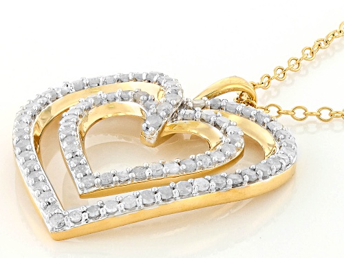 Engild™ 1.00ctw Round White Diamond 14k Yellow Gold Over Sterling Silver Heart Pendant With Chain