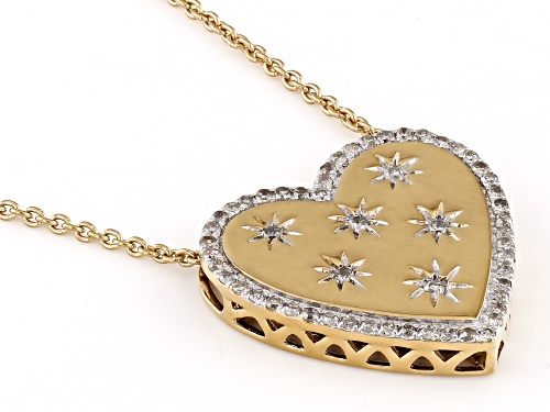 Engild™ 0.25ctw Round White Diamond 14k Yellow Gold Over Sterling Silver Heart Pendant 18