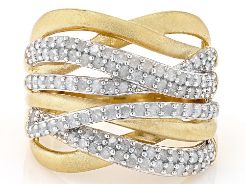 Engild™ 1.00ctw Round White Diamond 14k Yellow Gold Over Sterling Silver Crossover Ring - Size 6