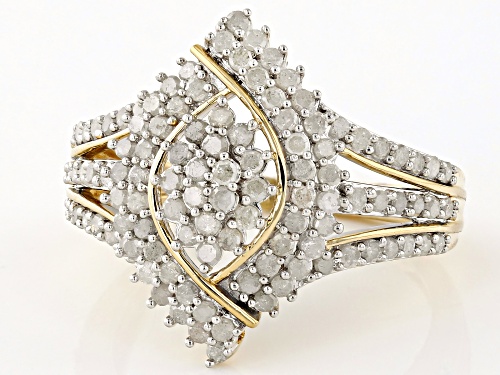 Engild™ 1.00ctw Round White Diamond 14k Yellow Gold Over Sterling Silver Cluster Ring - Size 5