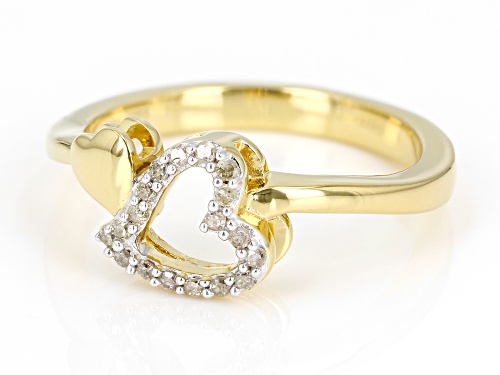 Engild™ 0.10ctw Round White Diamond 14k Yellow Gold Over Sterling Silver Heart Ring - Size 9
