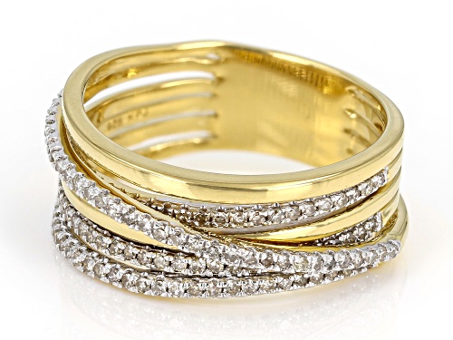 Engild™ 0.45ctw Round White Diamond 14k Yellow Gold Over Sterling Silver Crossover Ring - Size 7