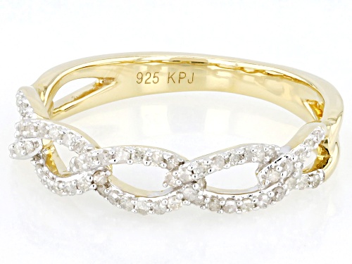 Engild™ 0.20ctw Round White Diamond 14k Yellow Gold Over Sterling Silver Link Band Ring - Size 5
