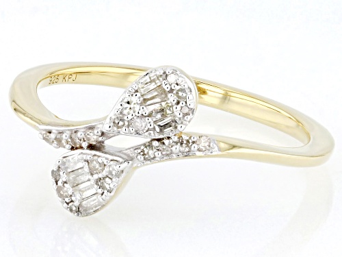 Engild™ 0.15ctw Round And Baguette White Diamond 14k Yellow Gold Over Sterling Silver Bypass Ring - Size 6