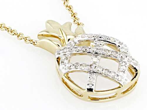 Engild™ 0.16ctw Round White Diamond 14k Yellow Gold Over Sterling Silver Pineapple Necklace - Size 18