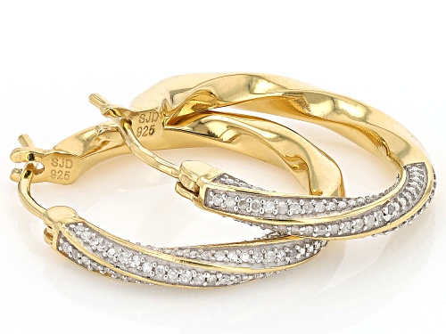 Engild™ 0.20ctw Round White Diamond 14k Yellow Gold Over Sterling Silver Hoop Earrings