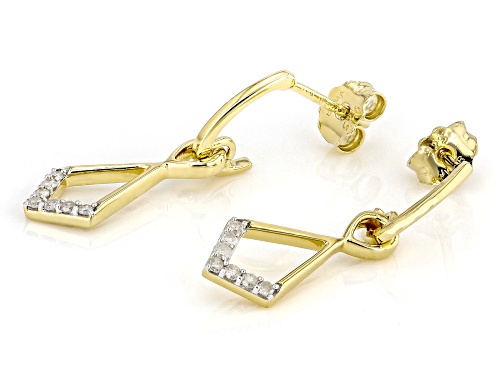 Engild™ 0.10ctw Round White Diamond 14k Yellow Gold Over Sterling Silver Dangle Earrings
