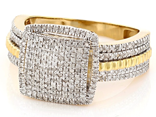 Engild™ 0.50ctw Round White Diamond 14k Yellow Gold Over Sterling Silver Cluster Ring - Size 5