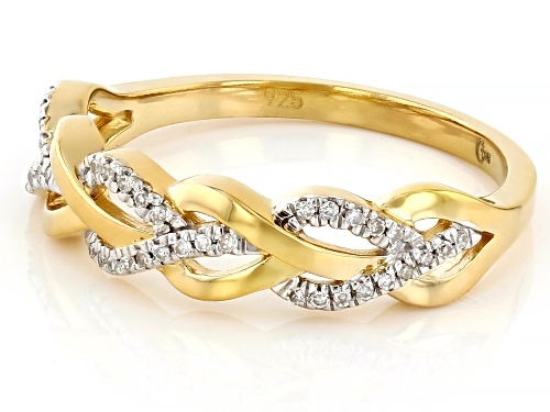 Engild™ 0.10ctw Round White Diamond 14k Yellow Gold Over Sterling Silver Crossover Band Ring - Size 6