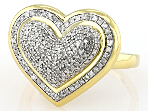 Engild™ 0.33ctw Round White Diamond 14k Yellow Gold Over Sterling Silver Heart Cluster Ring - Size 5
