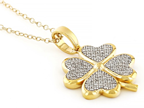 Engild™ 0.25ctw Round White Diamond 14k Yellow Gold Over Sterling Silver Clover Pendant With Chain