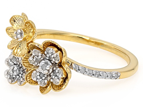 Engild™ 0.17ctw Round White Diamond 14k Yellow Gold Over Sterling Silver Flower Ring - Size 6