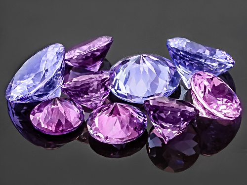 Sri Lankan Untreated Fancy Color Sapphire Set Of Nine 6.21ctw Mm Varies Mixed Round