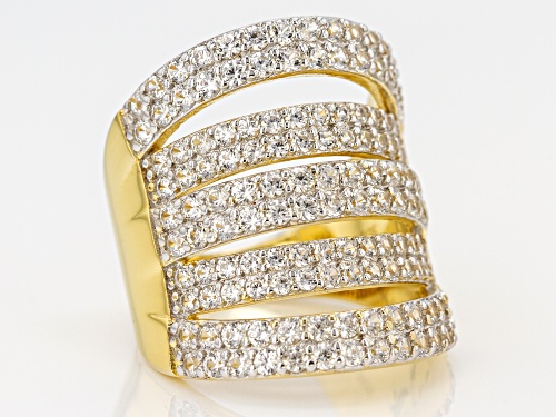 3.67ctw Round White Zircon 18k Yellow Gold Over Silver 5-Row Band Ring - Size 8
