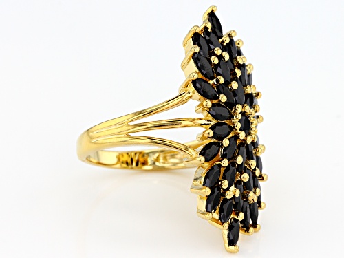 2.13ctw Marquise and Round Black Spinel, 18k Yellow Gold Over Sterling Silver Cluster Ring - Size 6