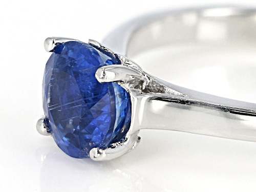 1.36ct round kyanite rhodium over sterling silver solitaire ring - Size 10