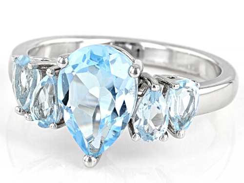 3.05ctw Pear Shaped Sky Blue Topaz Rhodium Over Sterling Silver Ring ...