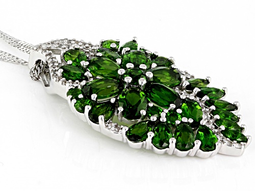6.46ctw Mixed Shapes Chrome Diopside with 0.35ctw White Zircon Rhodium Over Silver Pendant Chain