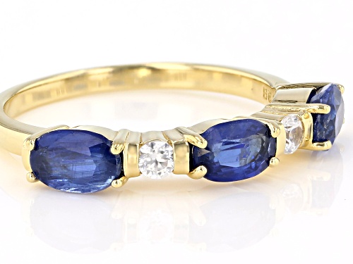 1.63ctw Oval Nepalese Kyanite and 0.17ctw Round White Zircon 18K Yellow Gold Over Silver Ring - Size 7