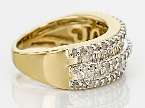 Engild™ 1.00ctw Round And Baguette White Diamond 14k Yellow Gold Over Sterling Silver Band Ring - Size 8