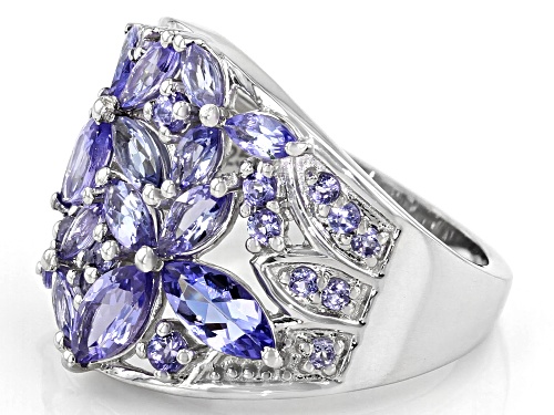 2.48ctw Marquise And Round Tanzanite Rhodium Over Silver Butterfly Ring - Size 8