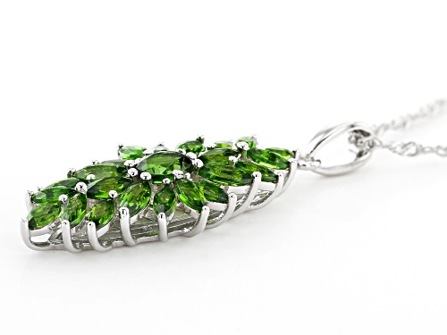 2.44ctw Oval And Marquise Chrome Diopside Rhodium Over Silver Pendant With Chain