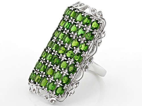 5.95ctw Oval Chrome Diopside Rhodium Over Sterling Silver Cocktail Ring - Size 7