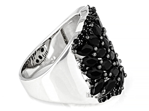 2.79ctw Marquise and Round Black Spinel Rhodium Over Sterling Silver Ring - Size 7