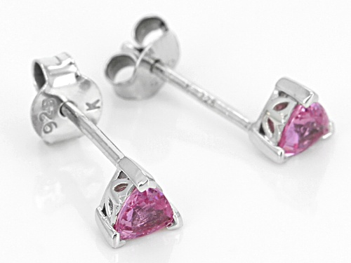 .50ctw Trillion Pink Sapphire Sterling Silver Stud Earrings