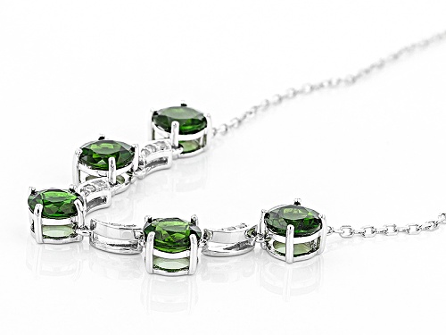 5.00ctw Round Russian Chrome Diopside With .16ctw Round White Zircon Sterling Silver Necklace - Size 18