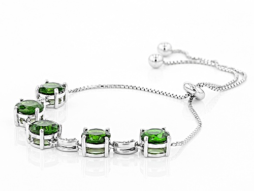5.09ctw Russian Chrome Diopside & White Zircon Silver Bolo Bracelet Adjusts Approximately 6