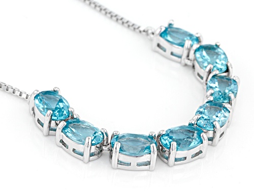 5.20ctw Oval Paraiba Blue Color Apatite Sterling Silver Bolo Necklace, Adjusts To Approximately 28