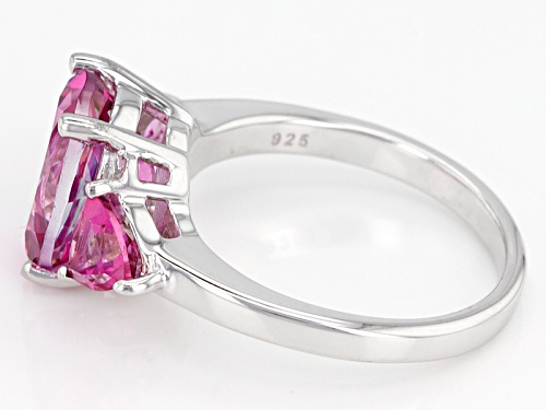 4.78ctw Oval And Trillion Pure Pink™ Topaz Sterling Silver Ring - Size 10