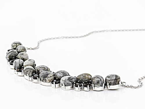 11x9mm Oval And 12x8mm Pear Shape Cabochon Pyrite With 9.46ctw Smoky Quartz Sterling Silver Necklace - Size 18