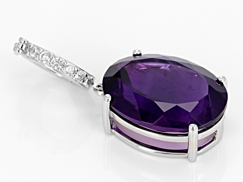 6.97ct Oval African Amethyst With .13ctw Round White Zircon Sterling Silver Enhancer