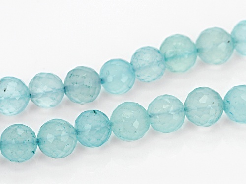 5.5mm-6.5mm Round Aqua Color Blue Chalcedony Bead Sterling Silver Necklace - Size 20