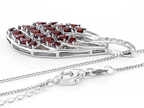 3.58ctw Oval And Round Vermelho Garnet™ With .32ctw Round White Zircon Silver Pendant With Chain